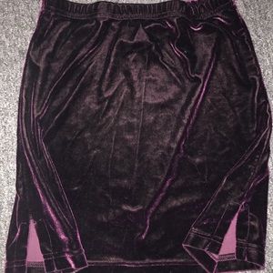 Purple velvet mini skirt